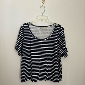 Zim & Zoe Blue and White Striped Top -Plus Size 22